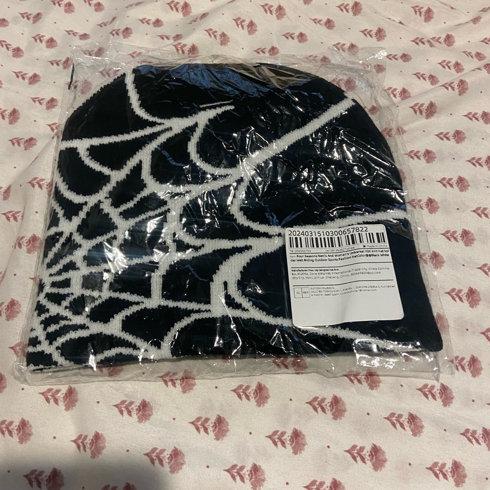Black and White Spiderweb Beanie